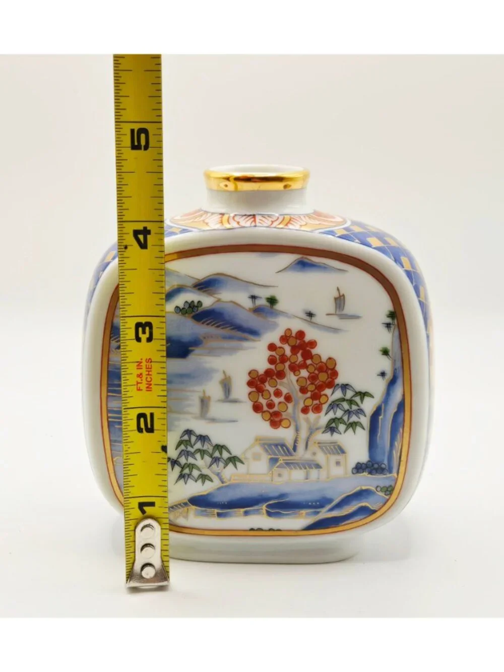 Hand-Painted Otagiri Japanese Porcelain Vase Scenic Design
